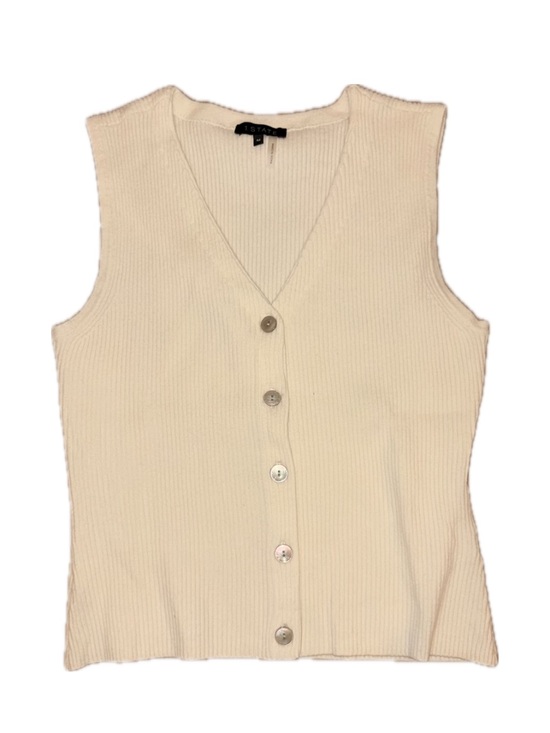 1. State Tops - 1. State Cream Ribbed Sleeveless Button-Front Top